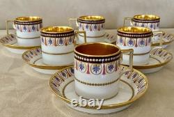 Imperial Royal Vienna Porcelain Demitasse Cup Saucer Set 6 Sorgenthal 1798 Gold