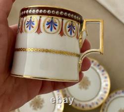 Imperial Royal Vienna Porcelain Demitasse Cup Saucer Set 6 Sorgenthal 1798 Gold