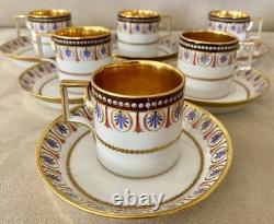 Imperial Royal Vienna Porcelain Demitasse Cup Saucer Set 6 Sorgenthal 1798 Gold