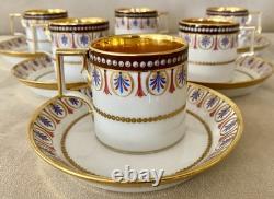 Imperial Royal Vienna Porcelain Demitasse Cup Saucer Set 6 Sorgenthal 1798 Gold