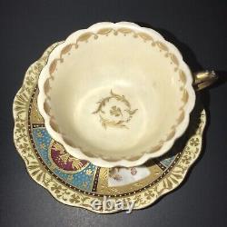 Imperial Vienna Antique Demitasse Teacup Saucer Victorian Courting Scene Austria