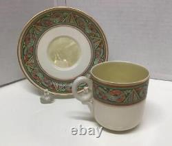 Irish Belleek Celtic Design Pattern Ring Hndl Cup & Saucer, Black Mark 1926-46