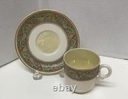 Irish Belleek Celtic Design Pattern Ring Hndl Cup & Saucer, Black Mark 1926-46