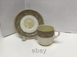 Irish Belleek Celtic Design Pattern Ring Hndl Cup & Saucer, Black Mark 1926-46