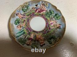 Italian Antique, Capodimonte Demitasse Cup and saucer, Made 1800s, Heavy 3D
