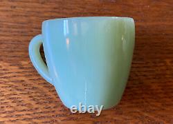 Jadite Fire King Demitasse Cup and Saucer with Label