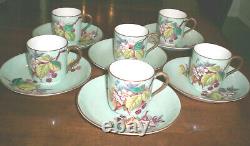 James Green & Nephew Set of 6 Demitasse Cups & Saucers Blackberry / Antique