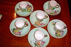 James Green & Nephew Set of 6 Demitasse Cups & Saucers Blackberry / Antique