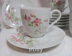 Jammet-Seignolles Limoges France 11 Demitasse Cups & Saucers Pink Floral