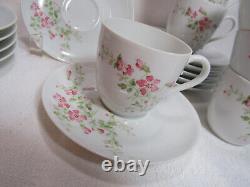 Jammet-Seignolles Limoges France 11 Demitasse Cups & Saucers Pink Floral