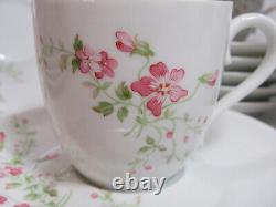 Jammet-Seignolles Limoges France 11 Demitasse Cups & Saucers Pink Floral