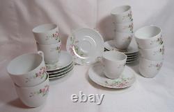 Jammet-Seignolles Limoges France 11 Demitasse Cups & Saucers Pink Floral