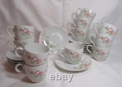 Jammet-Seignolles Limoges France 11 Demitasse Cups & Saucers Pink Floral