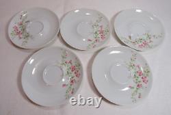 Jammet-Seignolles Limoges France 11 Demitasse Cups & Saucers Pink Floral