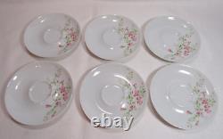 Jammet-Seignolles Limoges France 11 Demitasse Cups & Saucers Pink Floral