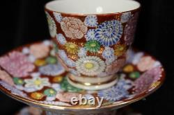 Japanese Meiji Thousand Flowers Satuma Footed Teapot 6 Demitasse Cups & Saucers