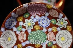 Japanese Meiji Thousand Flowers Satuma Footed Teapot 6 Demitasse Cups & Saucers
