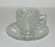 Jeannette Glass Iris And Herringbone Crystal Demitasse Cup And Saucer Set Rare