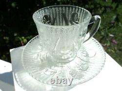 Jeannette Iris And Herringbone Crystal Demitasse Cup And Saucer