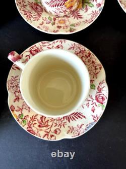 Johnson Brothers Old English Chintz Pink Floral Set of 6 Demitasse Cups & Saucer Johnson Brothers Old English Chintz Pink Floral Set of 6 Demitasse Cups & Saucer