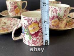 Johnson Brothers Old English Chintz Pink Floral Set of 6 Demitasse Cups & Saucer Johnson Brothers Old English Chintz Pink Floral Set of 6 Demitasse Cups & Saucer