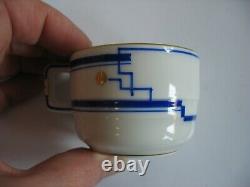 KPM 1925-1945 Demitasse cup & saucer set Art Deco Modern design blue white gold