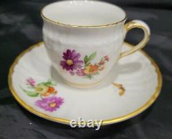 KPM Berlin Neuzierat Hand Painted Dresden Flowers & Gold Demitasse Cup & Saucer