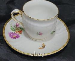 KPM Berlin Neuzierat Hand Painted Dresden Flowers & Gold Demitasse Cup & Saucer