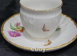 KPM Berlin Neuzierat Hand Painted Dresden Flowers & Gold Demitasse Cup & Saucer