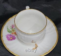 KPM Berlin Neuzierat Hand Painted Dresden Flowers & Gold Demitasse Cup & Saucer