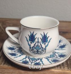 Karaca iznik Turkish Demitasse 5 2Espresso Coffee Cups & 4 4.5 Saucers