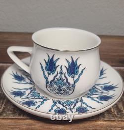 Karaca iznik Turkish Demitasse 5 2Espresso Coffee Cups & 4 4.5 Saucers