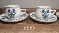 Karaca iznik Turkish Demitasse 5 2Espresso Coffee Cups & 4 4.5 Saucers