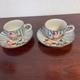 Kiyomizu Ware Demitasse Cups & Saucers Hand-painted Chrysanthemum Set