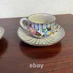Kiyomizu Ware Demitasse Cups & Saucers Hand-painted Chrysanthemum Set