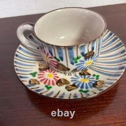 Kiyomizu Ware Demitasse Cups & Saucers Hand-painted Chrysanthemum Set