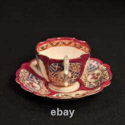 Kutani Demitasse 5 Cups & Saucers Occupied Japan 1946-1952 Asian Design Red Gold