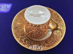 L. Bernardaud & Co. Limoges France Gold Demitasse Cup & Saucers (4 Sets)