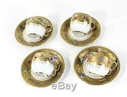 LE TALLEC PARIS FRANCE DEMITASSE 8 Piece 4 CUPS & SAUCERS COFFEE SET GOLD