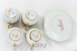 LE TALLEC PARIS FRANCE DEMITASSE 8 Piece 4 CUPS & SAUCERS COFFEE SET GOLD