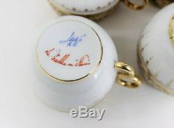 LE TALLEC PARIS FRANCE DEMITASSE 8 Piece 4 CUPS & SAUCERS COFFEE SET GOLD