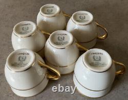 LENOX 1906-30 (6) DEMITASSE ESPRESSO CUPS/SAUCERS Gold Trim DAVIS HAWLEY USA