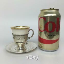LENOX China Set 8 Demitasse Coffee Porcelain Inserts Sterling Silver Cups Saucer