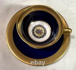 LENOX GILDED COBALT With FLOWERS DEMITASSE CUP AND SAUCER