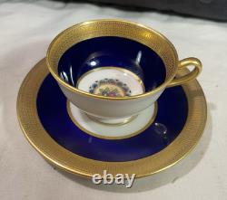 LENOX GILDED COBALT With FLOWERS DEMITASSE CUP AND SAUCER
