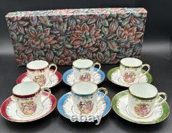 LIMOGES D'ART Expresso Set Of 6 Cups & Saucers Demitasse Courting Couple 1930s
