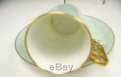 LIMOGES HAND PAINTED RAISED ROSES DAISY DEMITASSE CHOCOLATE CUP & SAUCER e