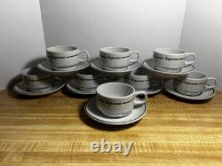 LUBIANA Poland Espresso Demitasse Cup Saucer Set of 8 White Porcelain Black Trim