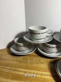 LUBIANA Poland Espresso Demitasse Cup Saucer Set of 8 White Porcelain Black Trim