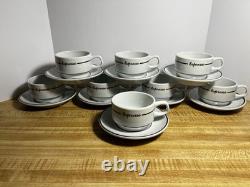 LUBIANA Poland Espresso Demitasse Cup Saucer Set of 8 White Porcelain Black Trim